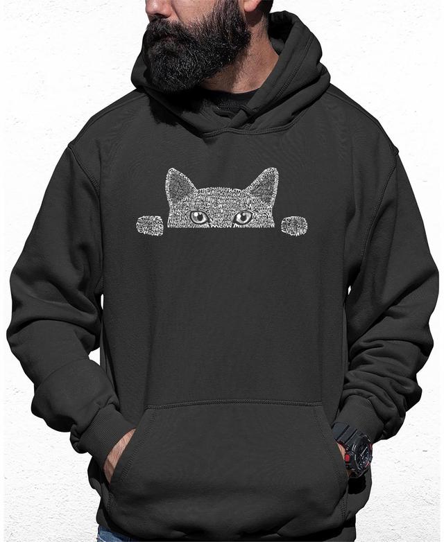 Mens Peeking Cat Word Art Hooded Sweatshirt Product Image