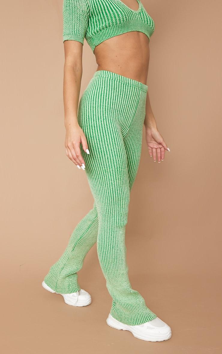 Sage Two Tone Wide Leg Knit Pants Product Image