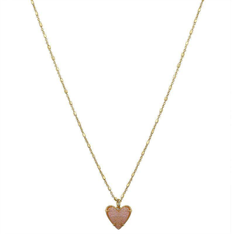 Sparkle Allure Drusy 16 Inch Box Heart Chain Necklace, One Size , Dark Grey Product Image