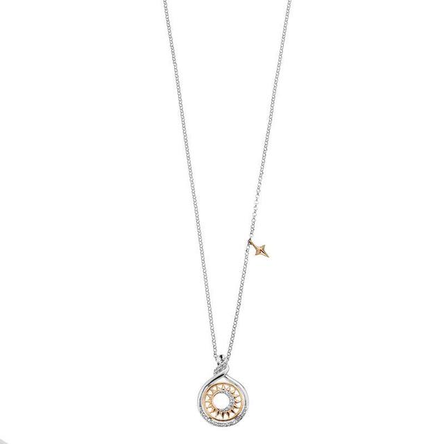 14k Gold Over Silver 1/10 Carat T.W. Diamond Circle Pendant Necklace, Womens Two Tone Product Image