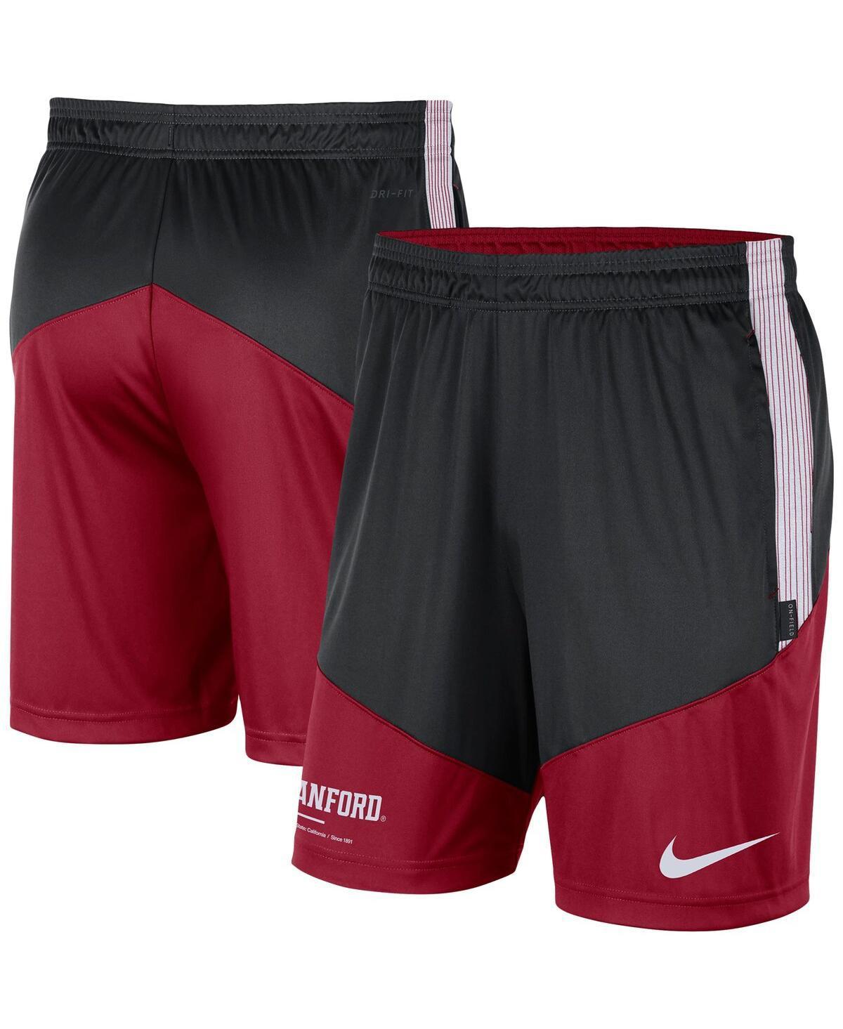 NIKE Men's  Black, Cardinal Stanford Cardinal Team Performance Knit Shorts In Black,cardinal Product Image