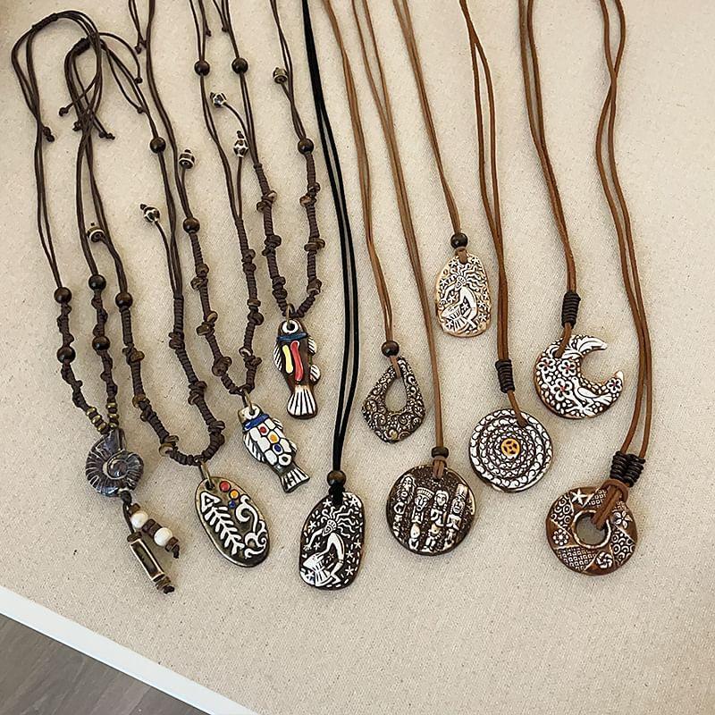 Ceramic Pendant Cord Necklace Product Image