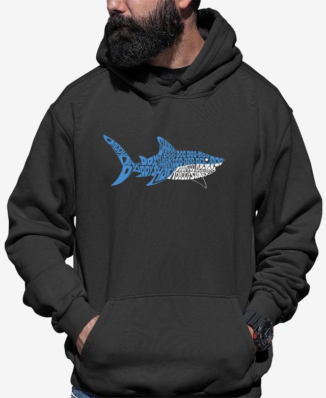 La Pop Art Mens Word Art Daddy Shark Hooded Sweatshirt Product Image