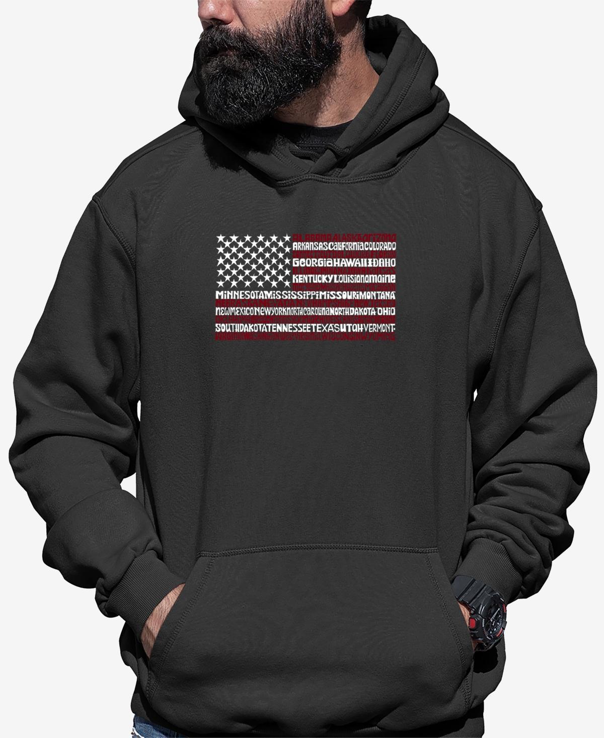 La Pop Art Mens 50 States Usa Flag Word Art Hooded Sweatshirt Product Image