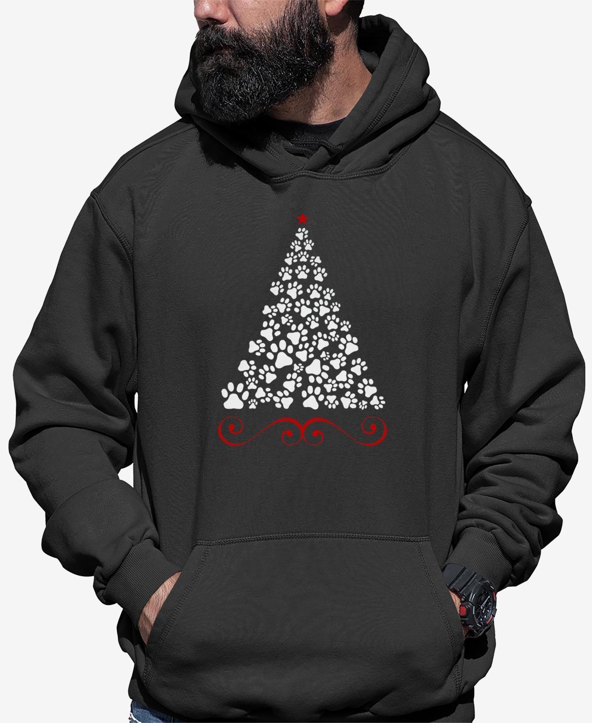 La Pop Art Mens Paw Christmas Tree Word Art Hooded Sweatshirt Product Image