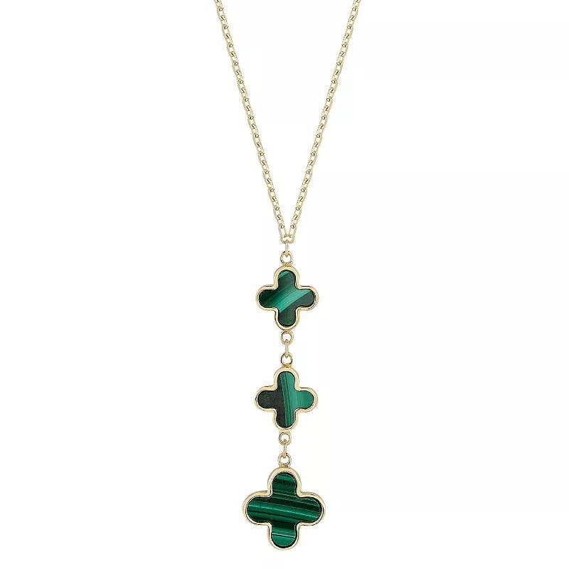 LUMINOR GOLD 14k Gold Malachite Clover Pendant Necklace, Womens Product Image