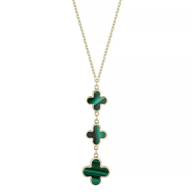 LUMINOR GOLD 14k Gold Malachite Clover Pendant Necklace, Womens Product Image