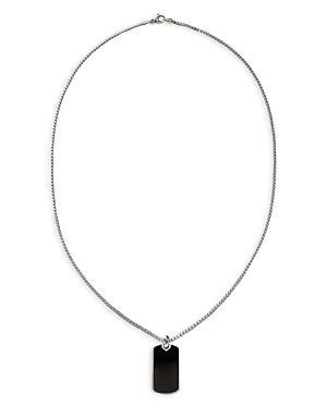 Mens Onyx Silver Dog Tag Necklace Product Image