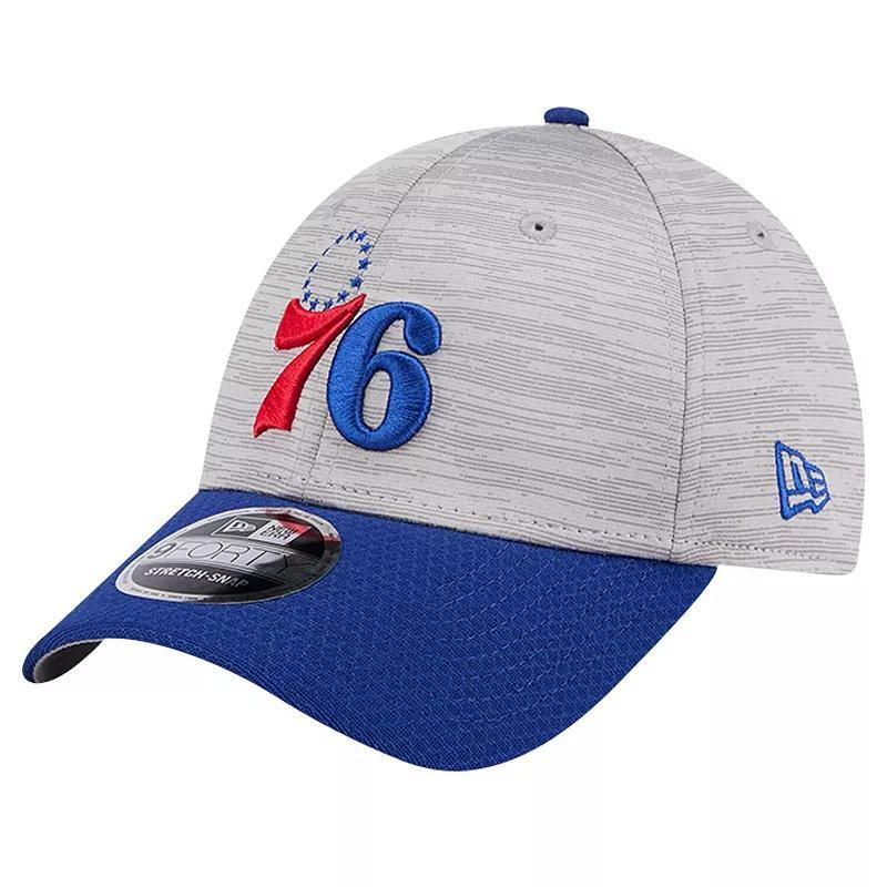 Mens New Era Heather Gray/Royal Philadelphia 76ers Active Digi-Tech Two-Tone 9FORTY Adjustable Hat Product Image