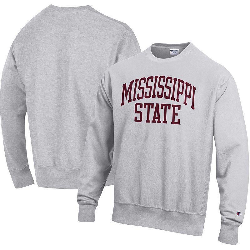 Mens Champion Heathered Gray Mississippi State Bulldogs Arch Reverse Weave Pullover Sweatshirt MST Grey Product Image