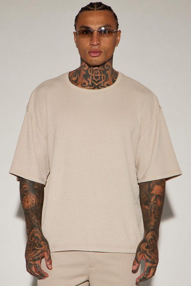 Thayer Textured Boxy Short Sleeve Tee - Stone Product Image