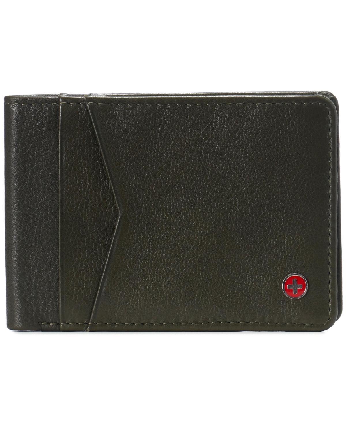 Alpine Swiss Mens Slimfold Wallet Rfid Safe Bifold Genuine Leather Id Window - Tan Product Image