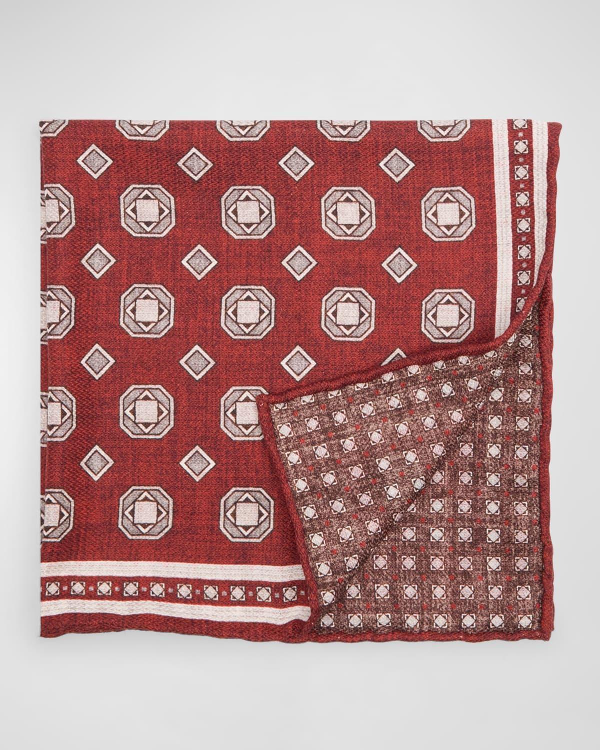 Men's Silk Geometric Pocket Square Product Image