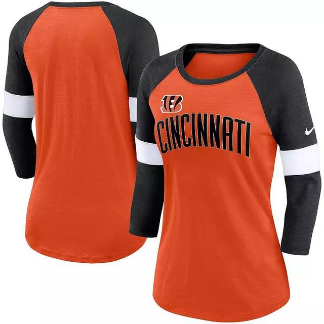 Womens Nike Cincinnati Bengals Heather /Heather Black Football Pride Raglan 3/4-Sleeve T-Shirt Product Image