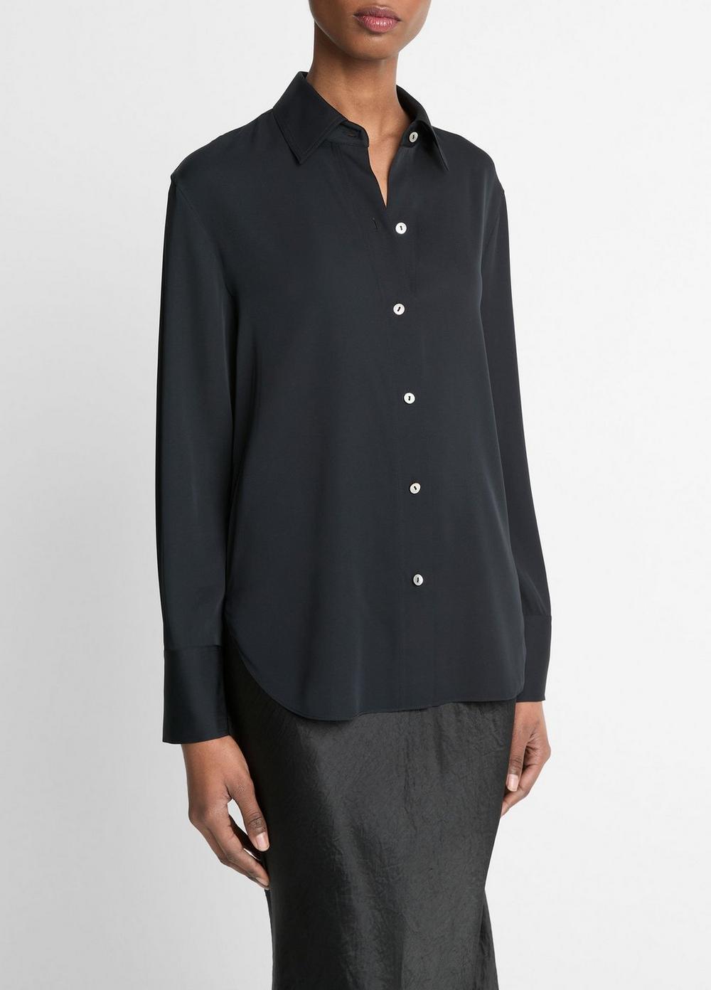 Stretch-Silk Button-Front Blouse Product Image