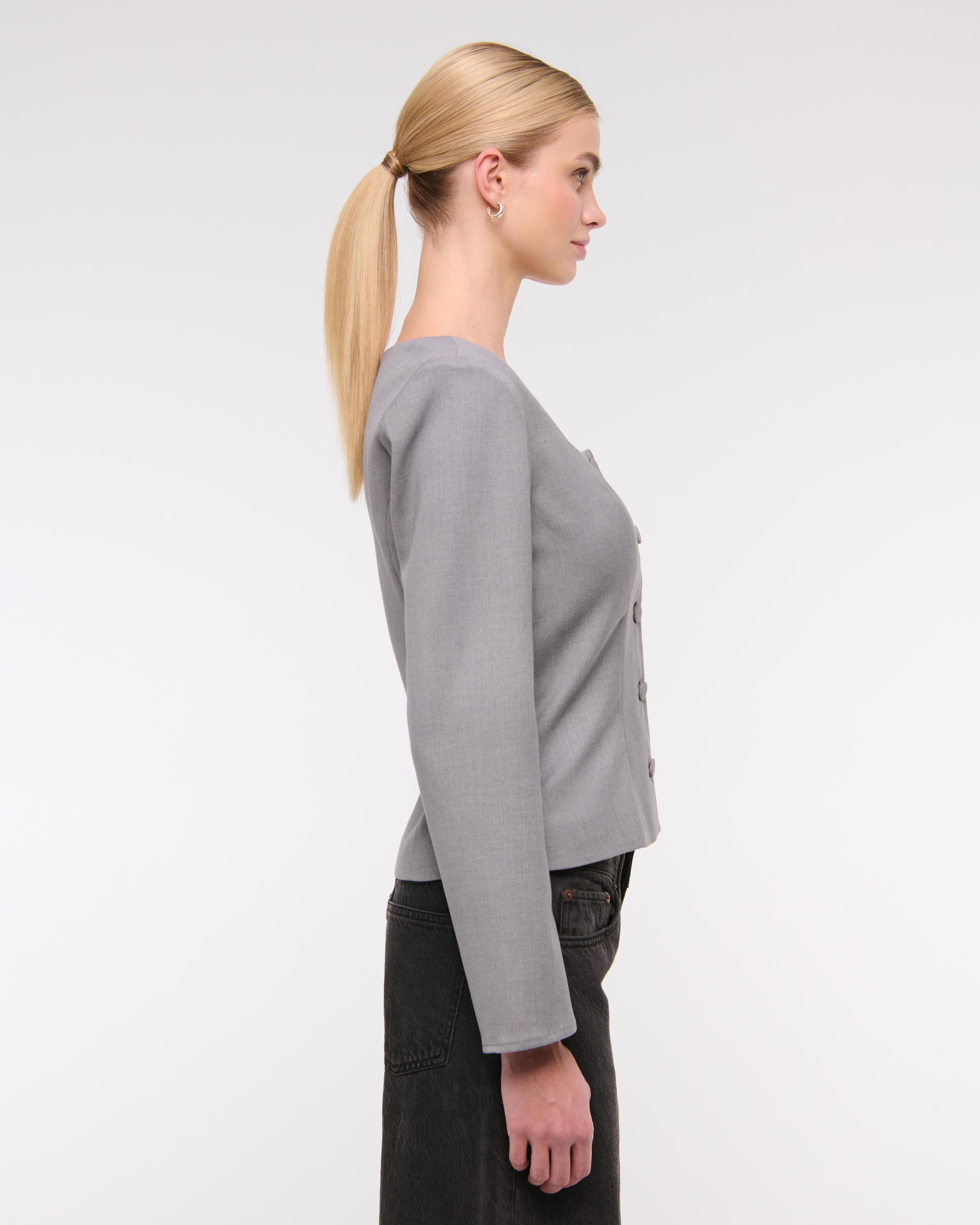 Long-Sleeve Squareneck Tailored Vest Product Image