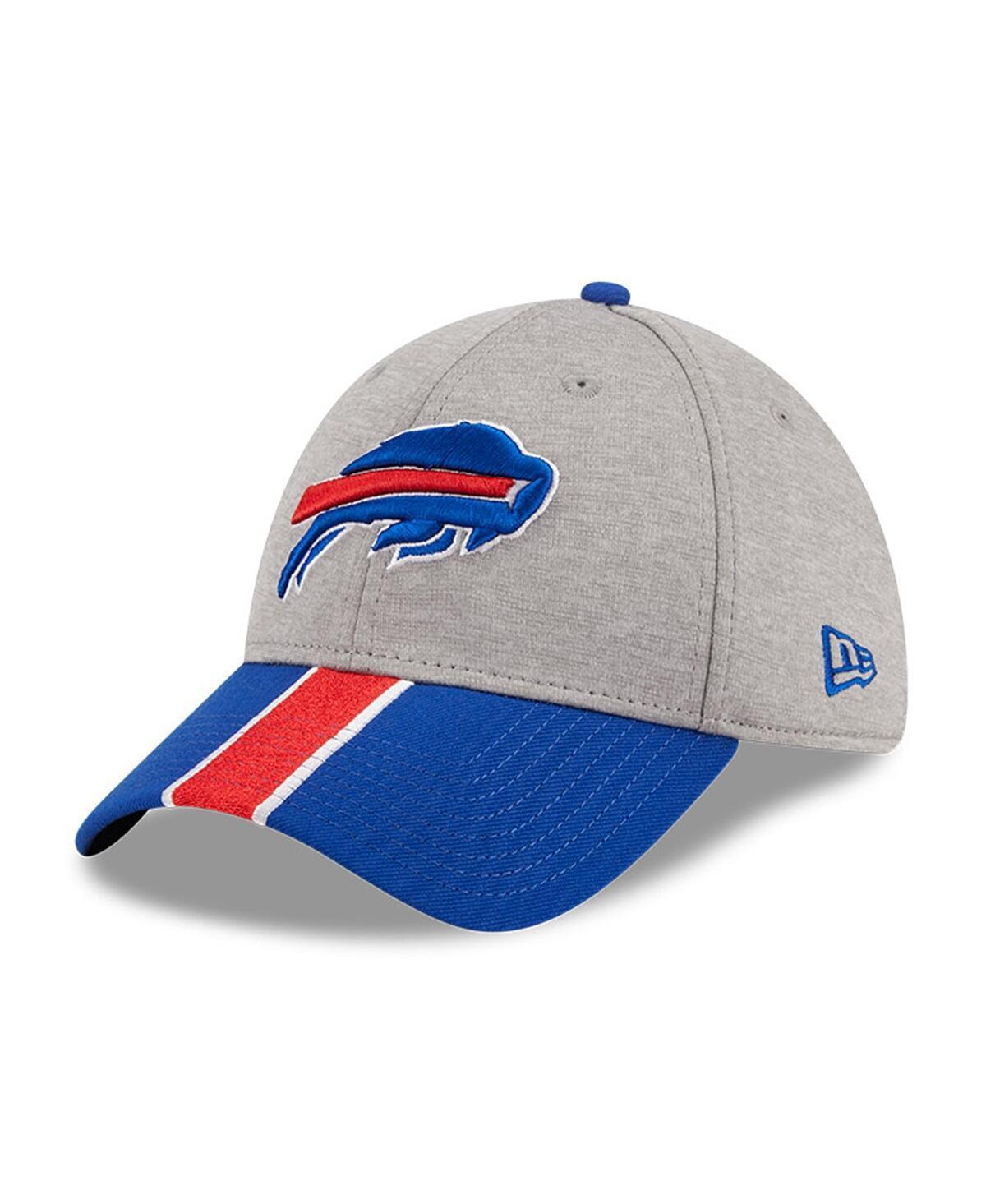 Mens New Era Heather Gray/Royal Buffalo Bills Striped 39THIRTY Flex Hat Product Image