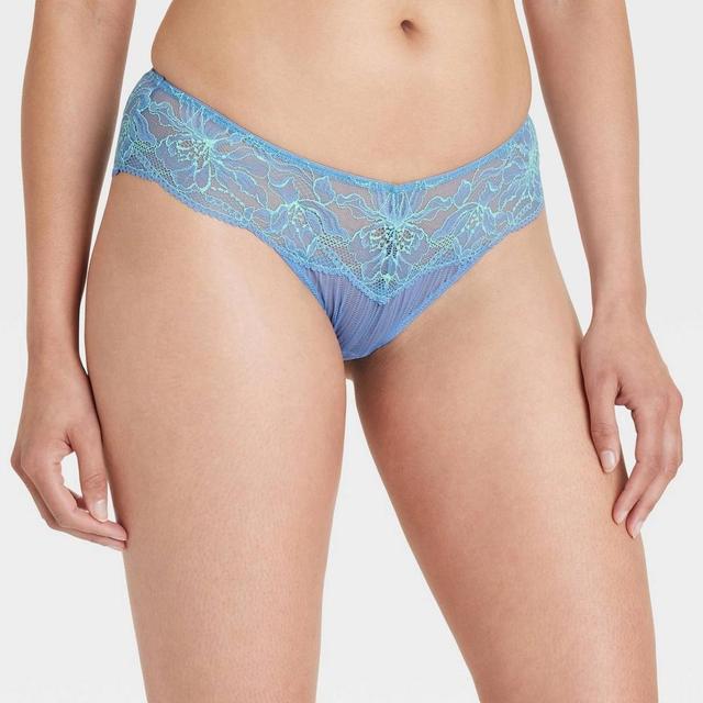 Womens Mesh-Lace Cheeky Lingerie Underwear - Auden Blue Twilight/Extra Lime XS Product Image