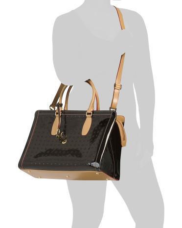 Leather Satchel With Vachetta Trim And Double Handle for Women Product Image