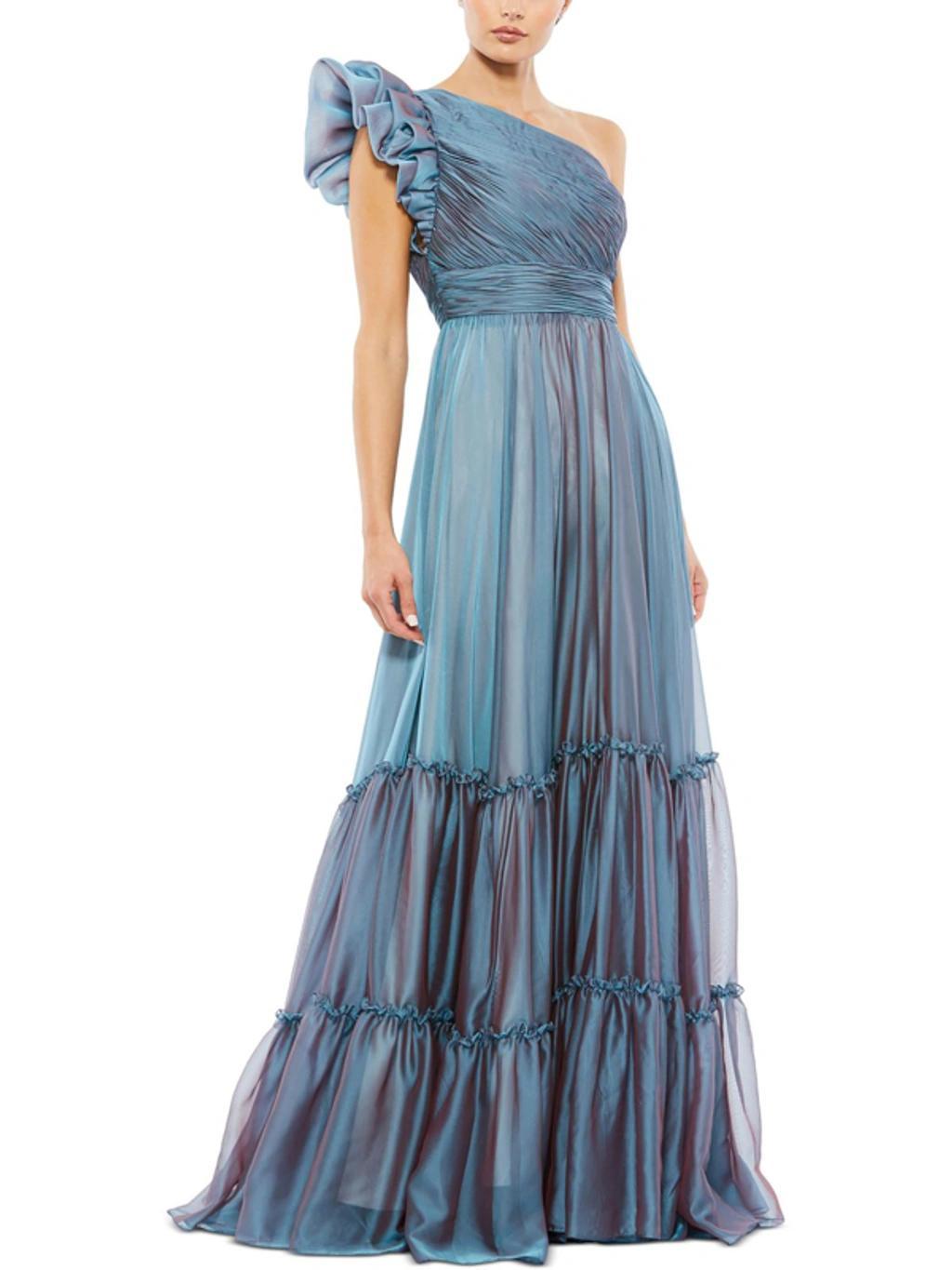 Womens Ruffle Maxi Evening Dress In Multi Product Image