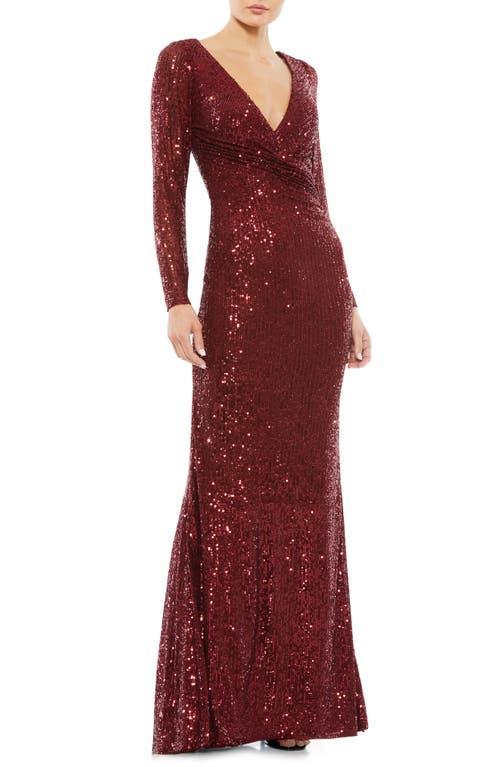 Mac Duggal Sequin Long Sleeve Trumpet Gown Product Image