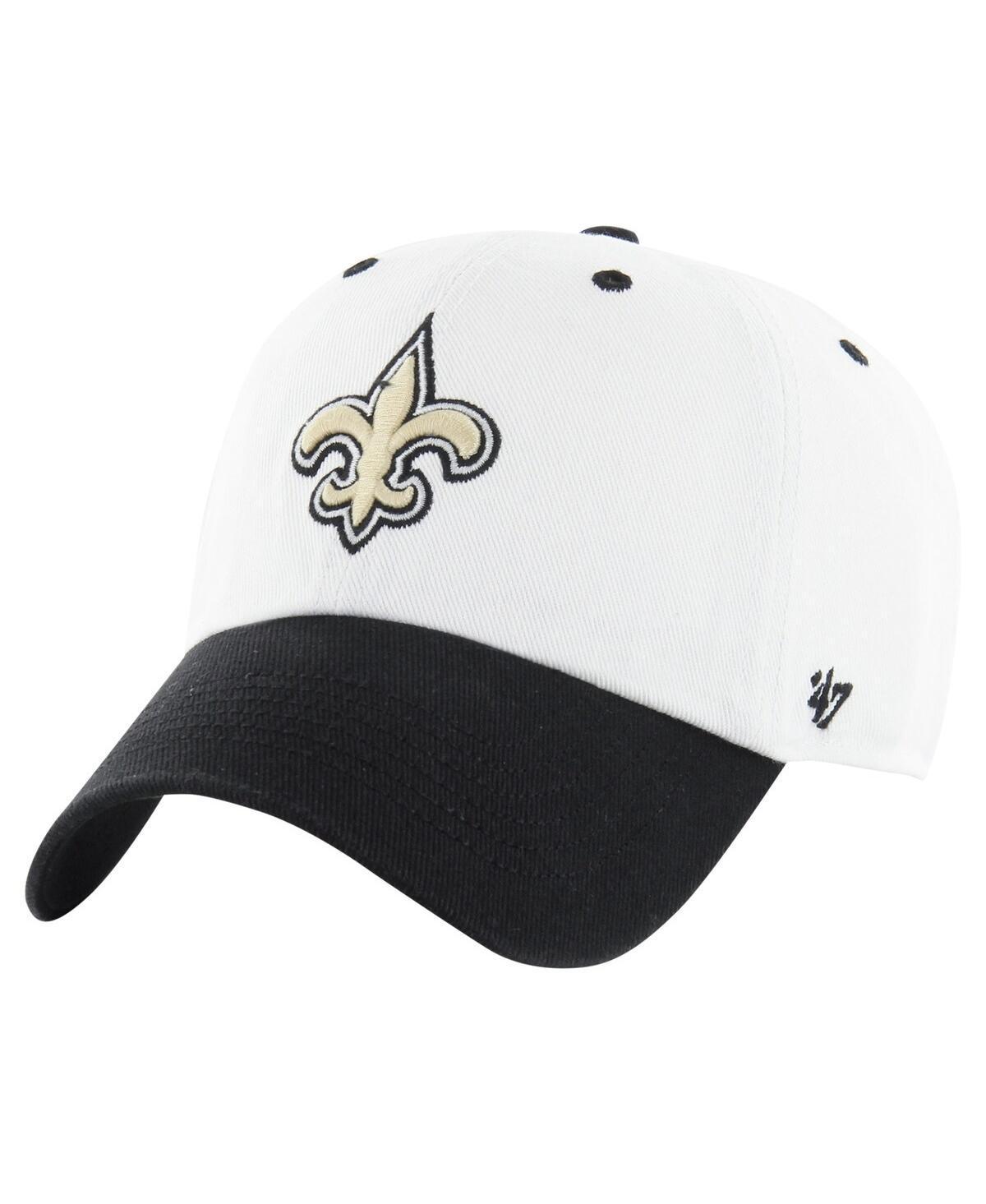 47 Brand Mens White/Black New Orleans Saints Double Header Diamond Clean Up Adjustable Hat Product Image