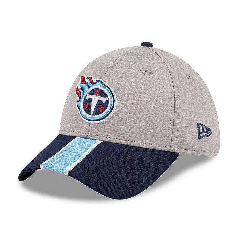 Mens New Era Heather Gray/Navy Tennessee Titans Striped 39THIRTY Flex Hat Product Image