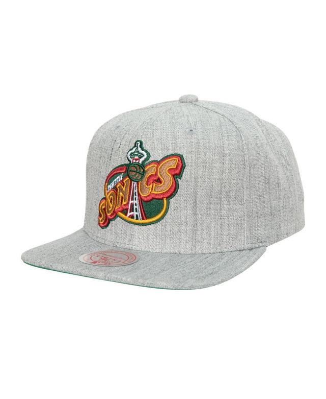 Mens Mitchell & Ness Heather Gray Seattle SuperSonics Hardwood Classics 2.0 Snapback Hat Product Image