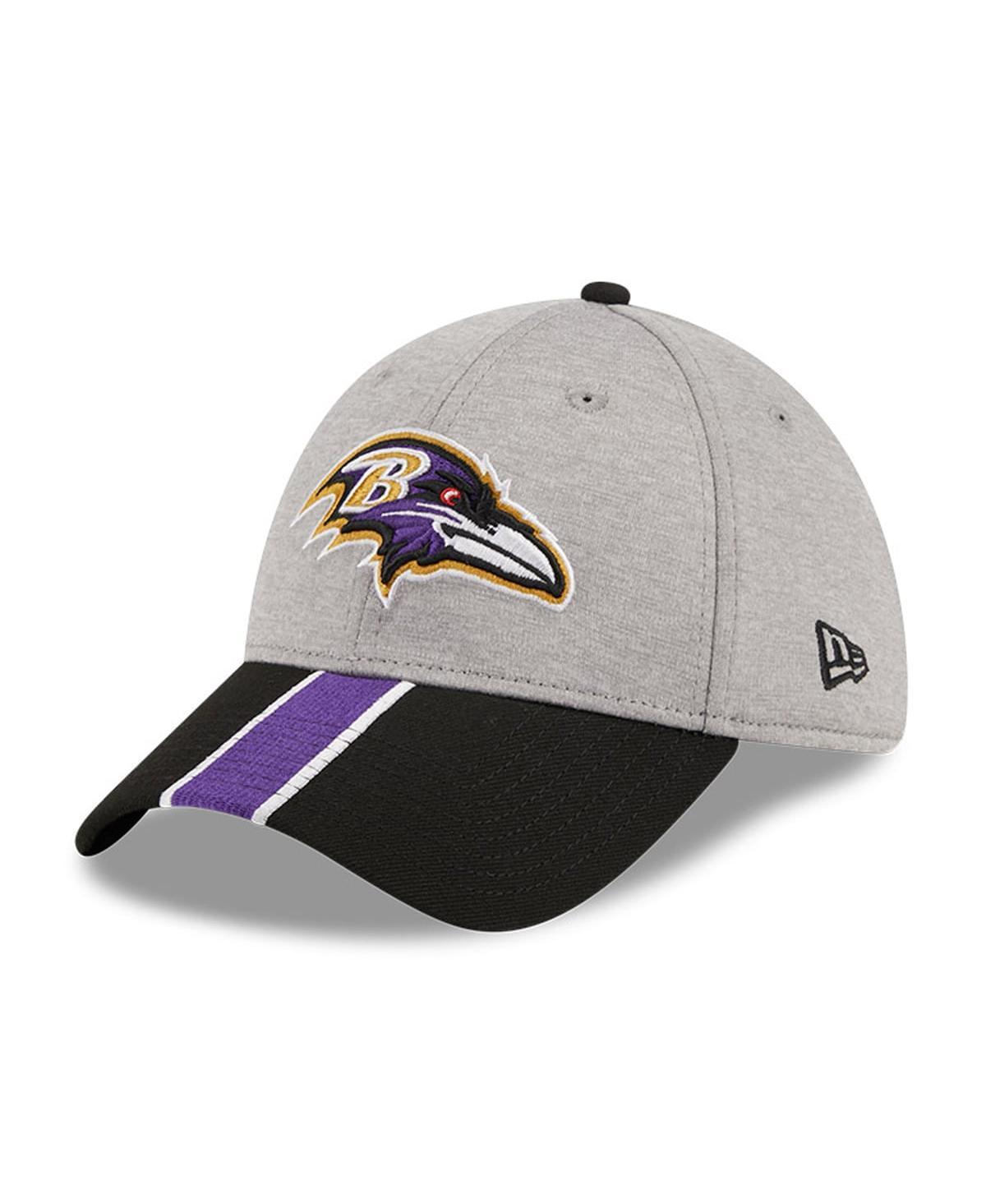 Mens New Era Heather Gray/Black Baltimore Ravens Striped 39THIRTY Flex Hat Product Image