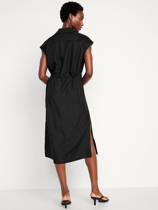 Waist-Defined Utility Midi Shirt Dress Product Image