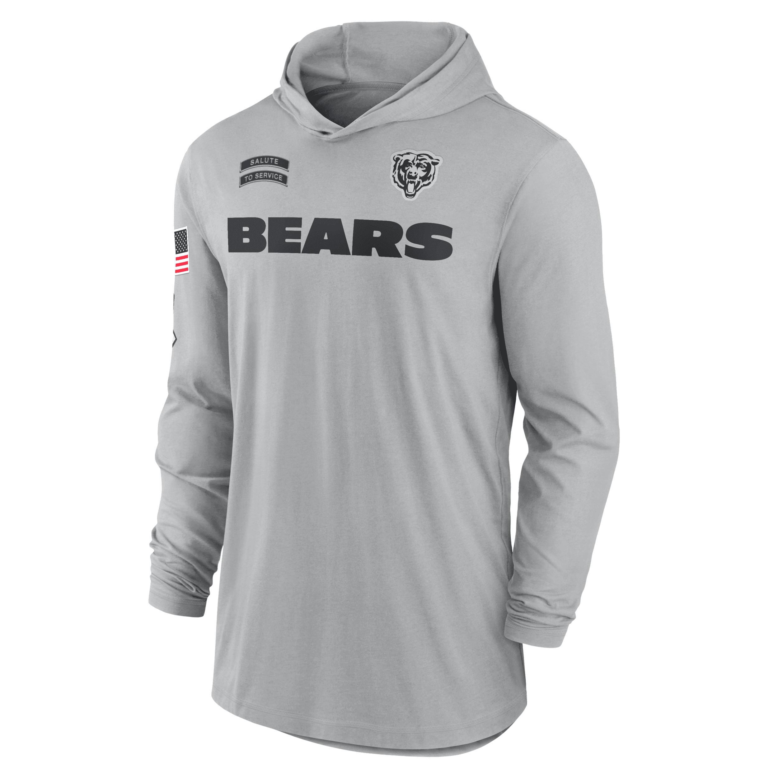 Chicago Bears Salute to Service Edge Mascot Lockup Mens Nike Mens Dri-FIT NFL Long-Sleeve Hooded Top Product Image