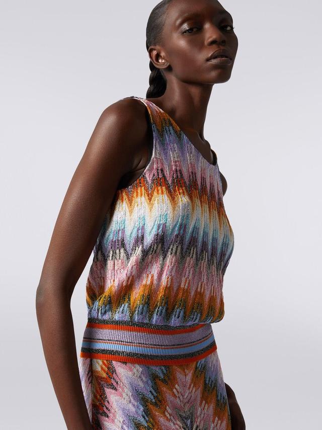 Zigzag viscose sleeveless top with lurex Multicoloured | Missoni Product Image