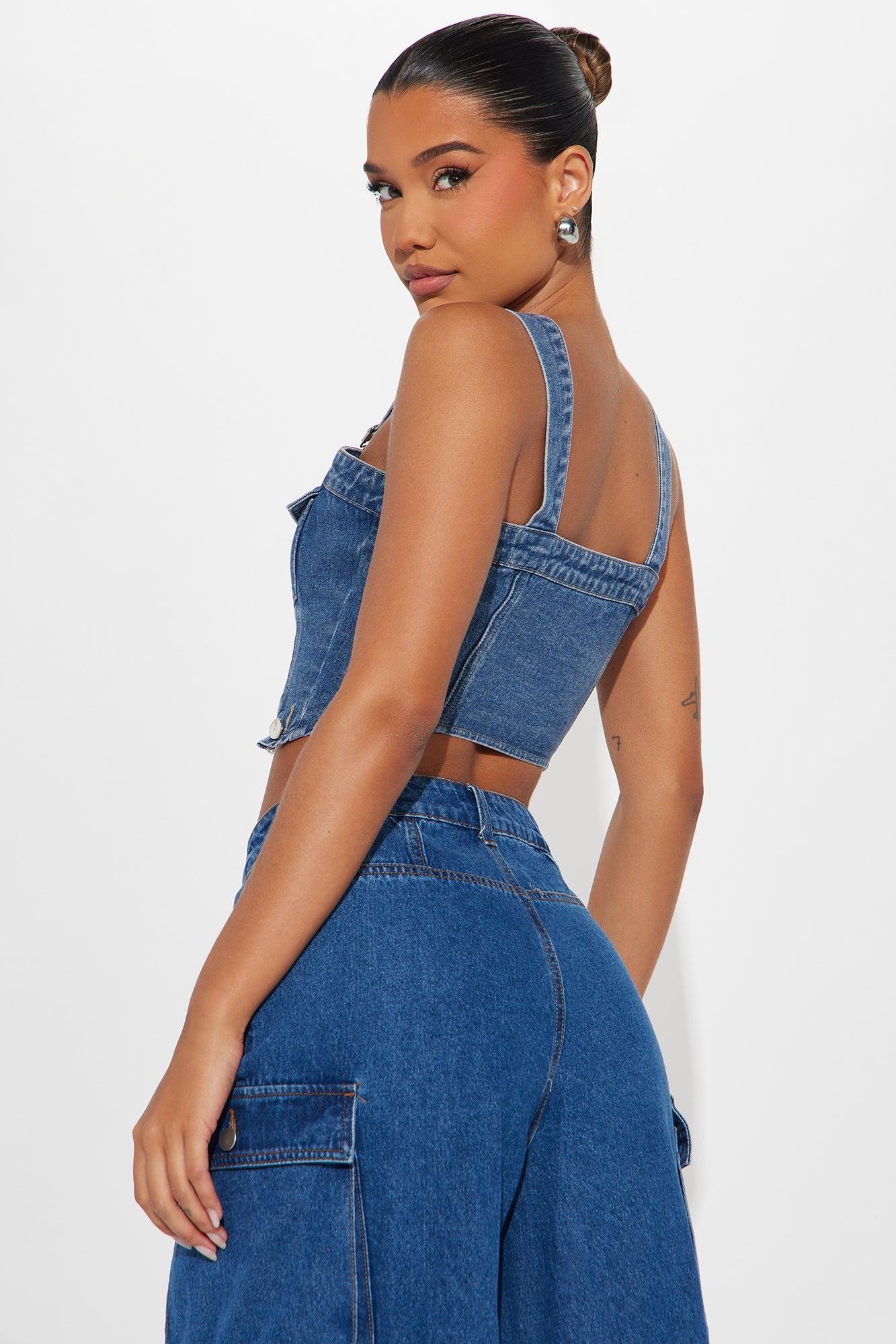 Small Town Denim Top - Medium Wash Product Image