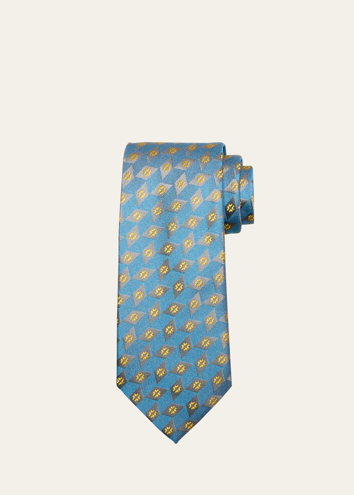 Mens Square-Printed Silk Tie Product Image