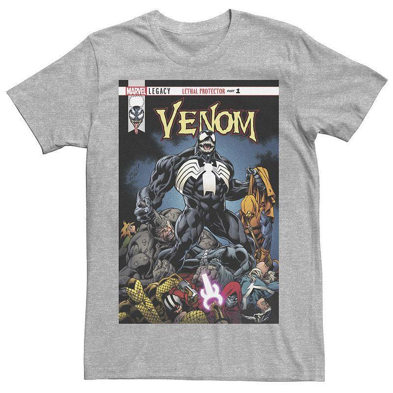 Mens Marvel Venom Lethal Pileup Comic Cover Tee Athletic Grey Product Image