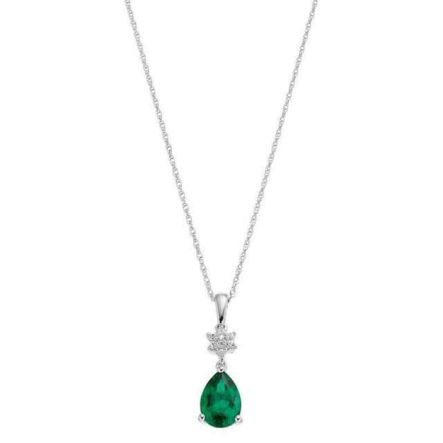 Sterling Silver Lab-Created Emerald & Lab-Created White Sapphire Pendant Necklace, Womens Green Product Image