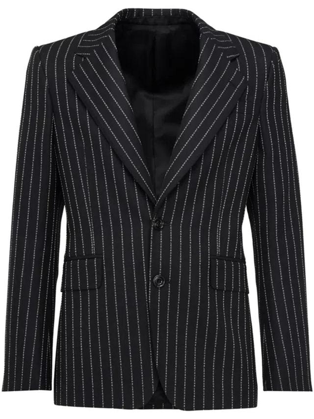 Single Breasted Prinstriped Blazer In Black Product Image