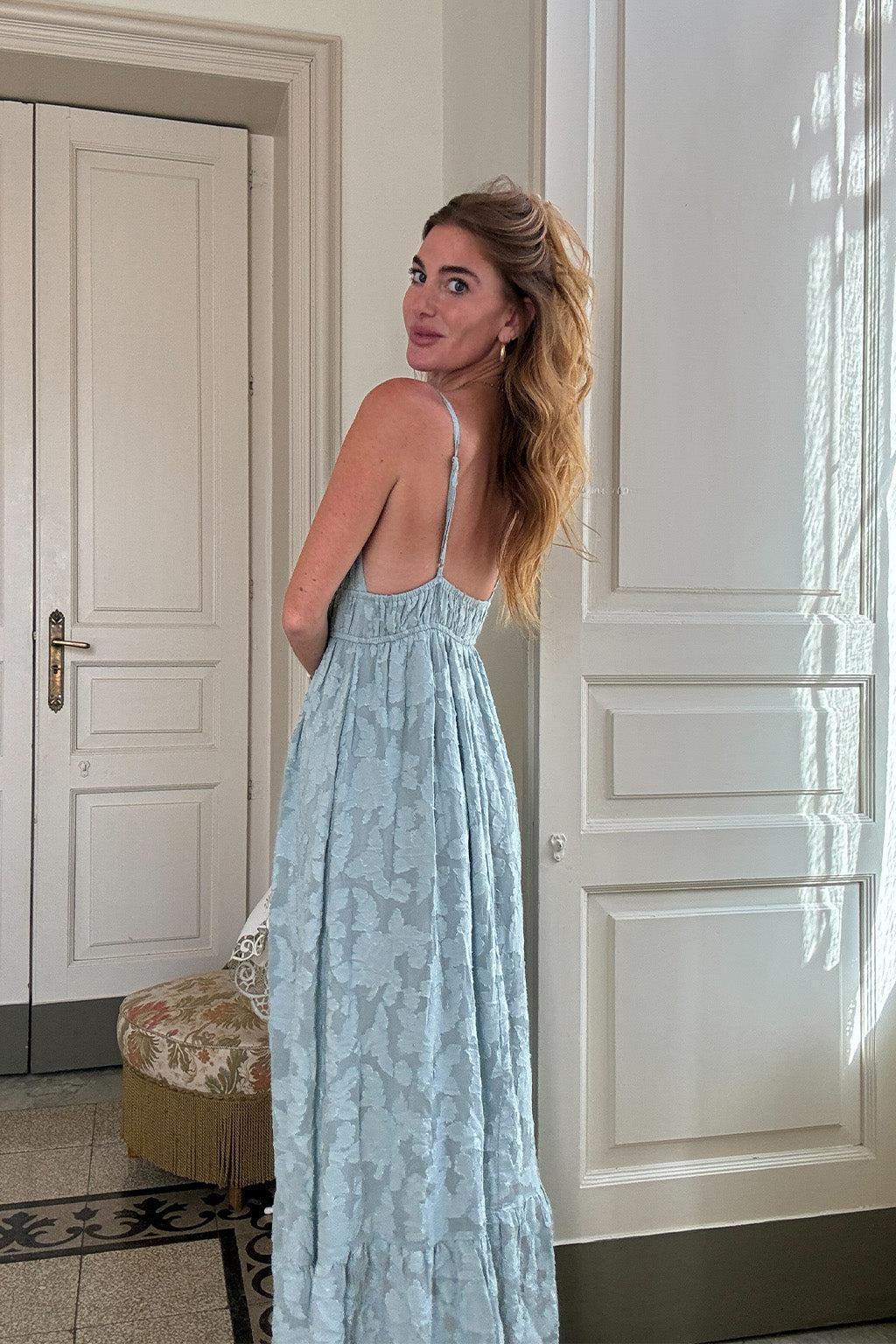 Clemente Blue Textured Maxi Dress Product Image