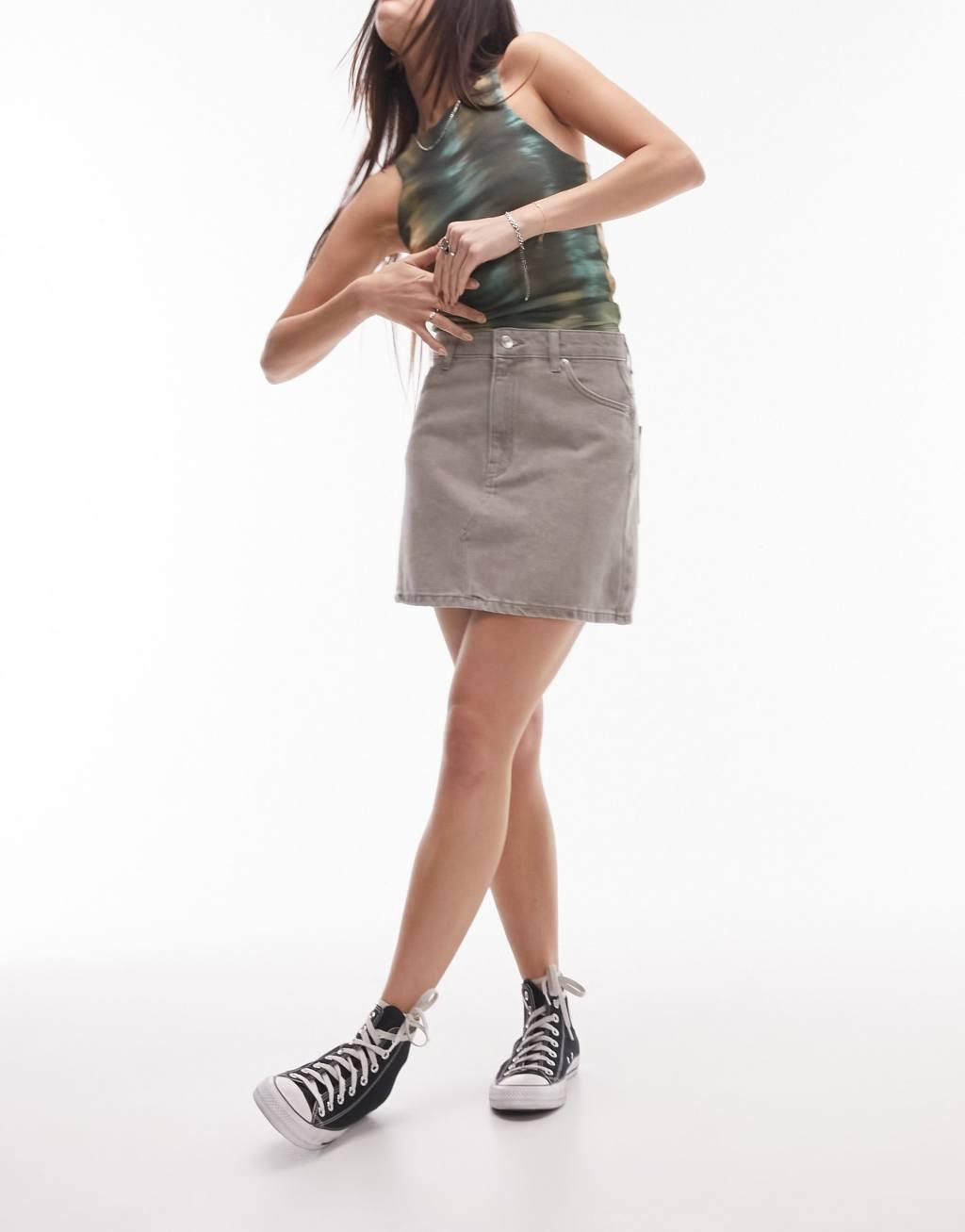 Topshop high waist denim skirt Product Image