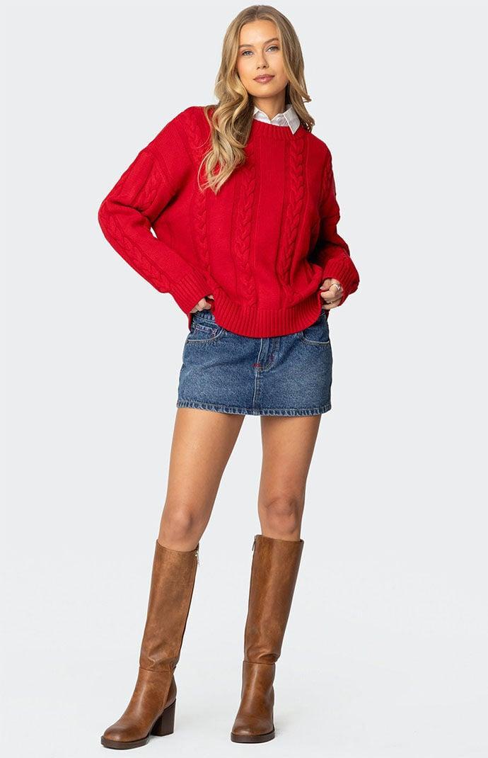 Edikted Women's Acacia Oversized Cable Knit Sweater Product Image