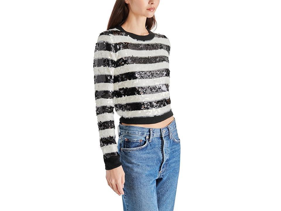 Steve Madden Elina Stripe Sequin Crop Sweater Product Image