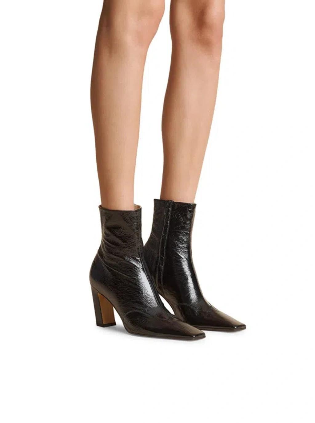 KHAITE Nevada Ankle Boots In Black Rippled Leather Product Image