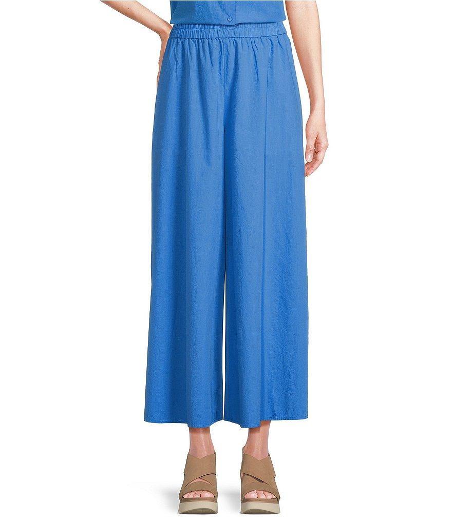 Eileen Fisher Washed Organic Cotton Poplin Extra Wide-Leg Cropped Pants Product Image