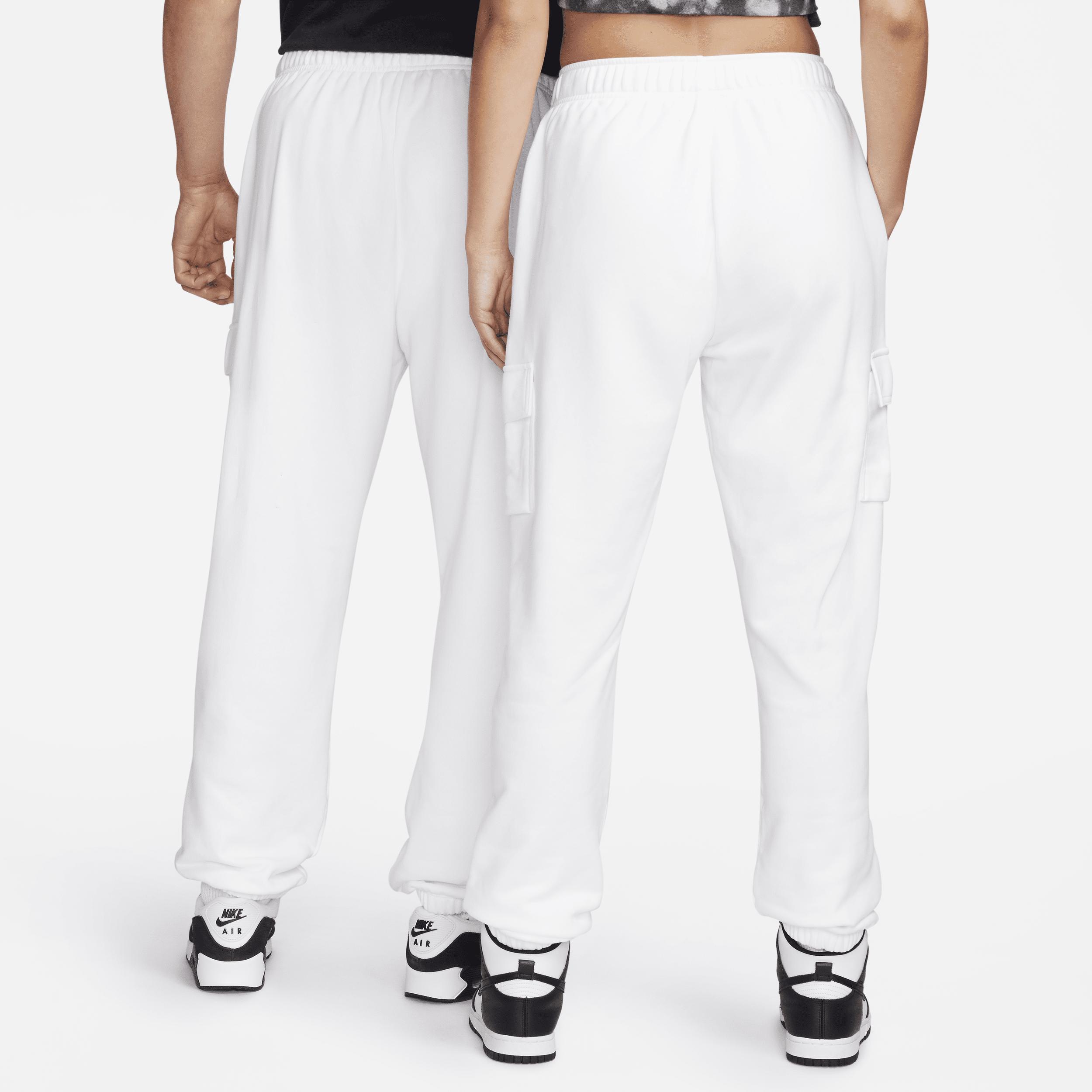 Nike Womens Nike NSW Club Fleece MR Cargo Pants - Womens White/Black Product Image