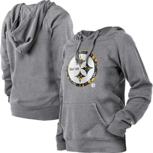 Womens New Era Gray Pittsburgh Steelers Floral Raglan Pullover Hoodie Product Image