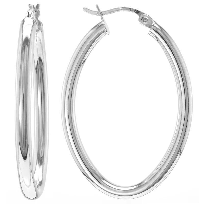 Silver Treasures Sterling Silver Oval Hoop Earrings Product Image