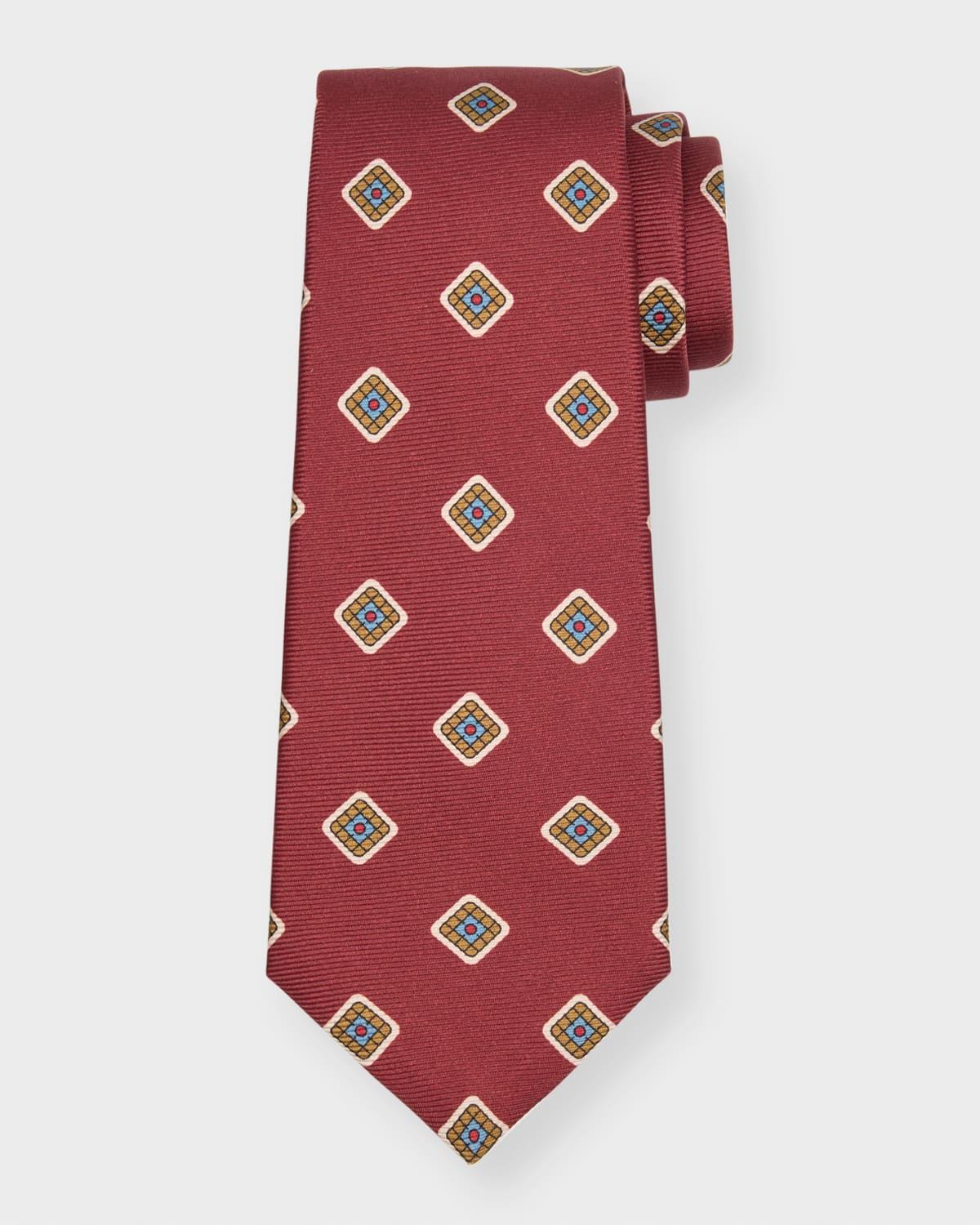 Mens Geometric-Print Silk Tie Product Image