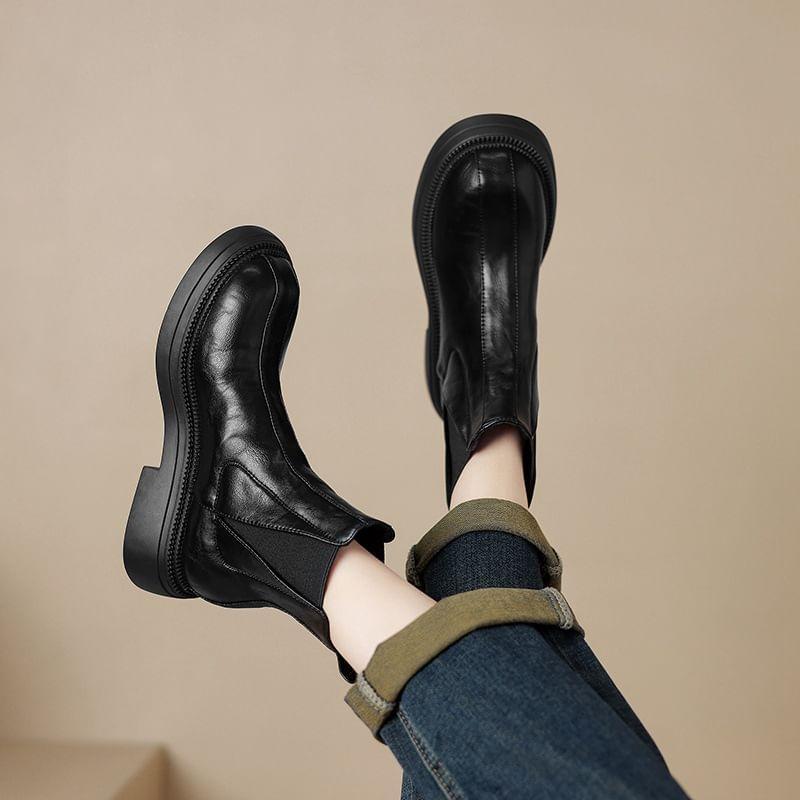 Platform Chunky Heel Short Boots Product Image