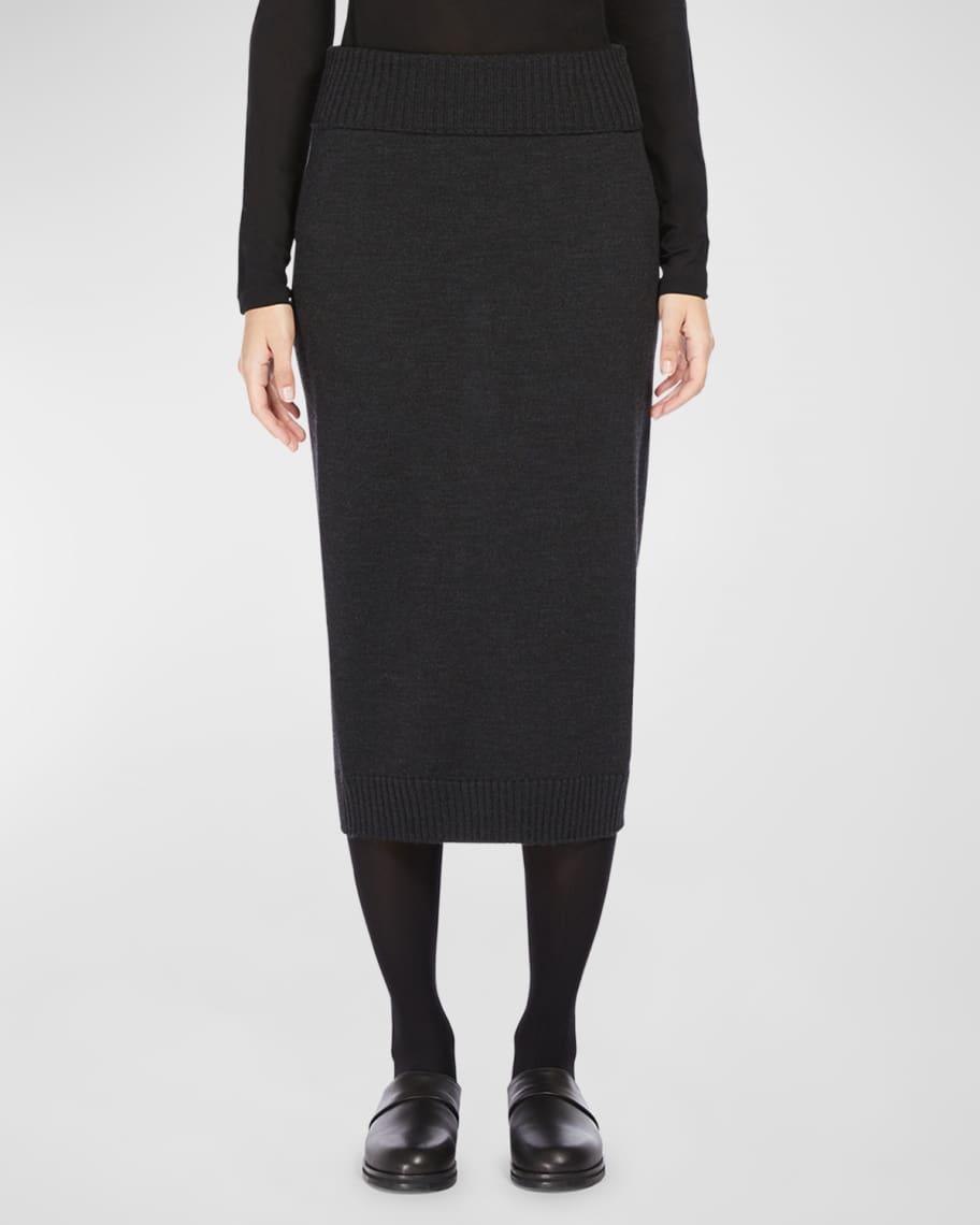 Melk Stretch Wool Midi Pencil Skirt Product Image