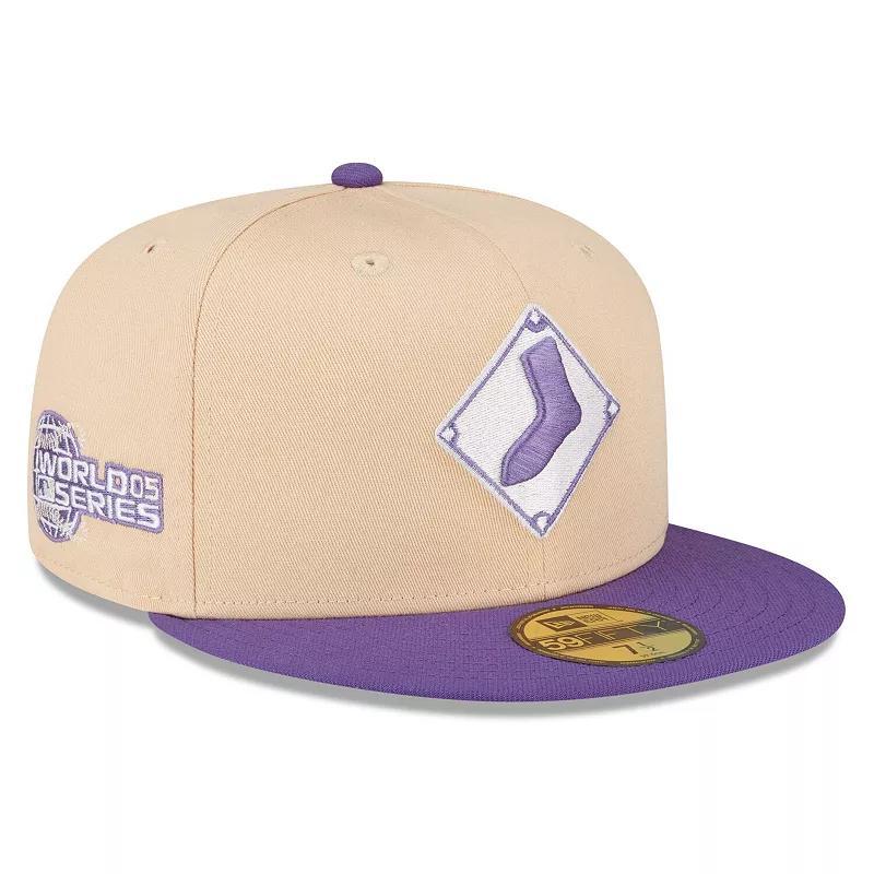 Mens New Era Peach/Purple Los Angeles Dodgers 1988 World Series Side Patch 59FIFTY Fitted Hat Product Image